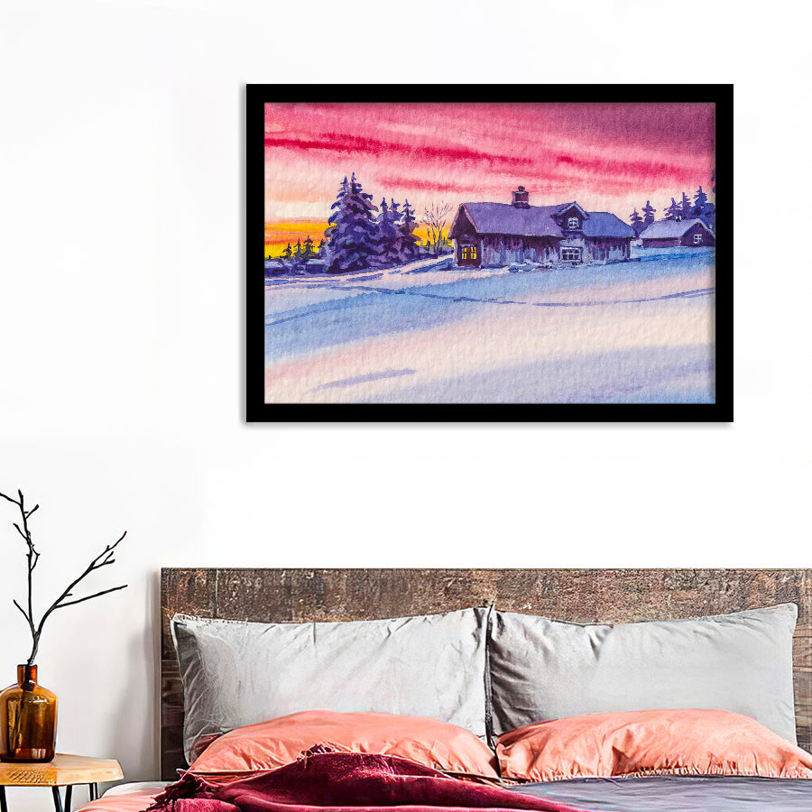 Cabin In The Forest Framed Wall Art - Framed Prints, Art Prints, Print for Sale, Painting Prints
