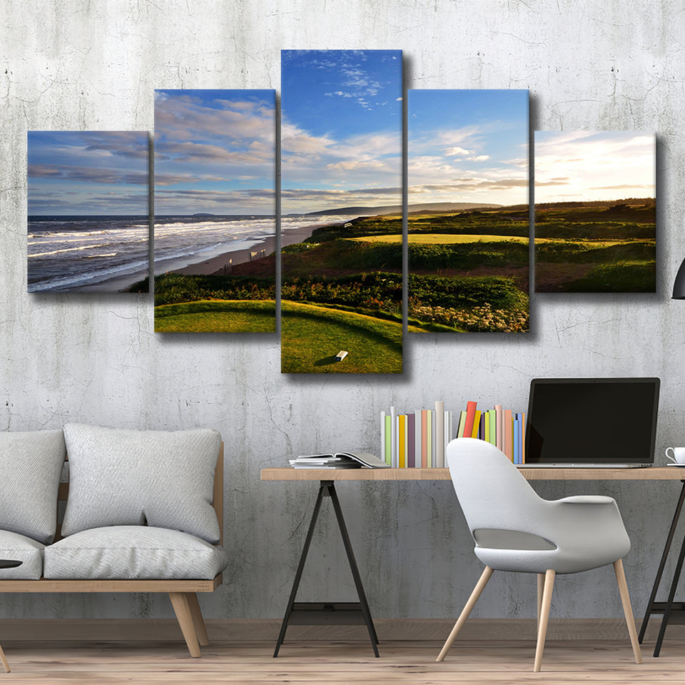 Cabot Links Golf Courses At Inverness, Nova Scotia, Canada, Golf Art Print, 5 Panels Canvas Prints Wall Art Decor