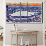 Caesars Superdome New Orleans Saints Watercolor, 5 Pieces B, Multi Panel Canvas Prints Wall Art Decor