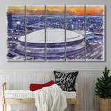 Caesars Superdome New Orleans Saints Watercolor, 5 Pieces B, Multi Panel Canvas Prints Wall Art Decor