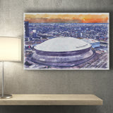 Caesars Superdome New Orleans Saints Watercolor, Sport Art Prints Fan Gift, Canvas Prints Wall Art Decor