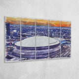 Caesars Superdome New Orleans Saints Watercolor, 5 Pieces B, Multi Panel Canvas Prints Wall Art Decor