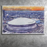 Caesars Superdome New Orleans Saints Watercolor, Sport Art Prints Fan Gift, Canvas Prints Wall Art Decor