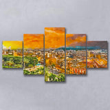 Cagliari Sardinia Italy Old Town Cityscape 5 Pieces Mixed Canvas Prints Wall Art Home Decor