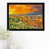 Cagliari Sardinia Italy Old Town Cityscape City Art Watercolor Framed Canvas Prints Wall Art Home Decor,Floating Frame