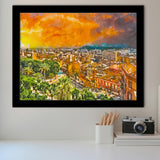 Cagliari Sardinia Italy Old Town Cityscape City Art Watercolor Framed Art Prints Wall Art Decor,Framed Picture