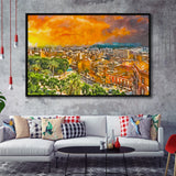 Cagliari Sardinia Italy Old Town Cityscape City Art Watercolor Framed Canvas Prints Wall Art Home Decor,Floating Frame