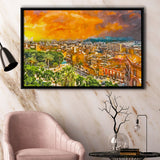 Cagliari Sardinia Italy Old Town Cityscape City Art Watercolor Framed Canvas Prints Wall Art Home Decor,Floating Frame