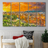 Cagliari Sardinia Italy Old Town Cityscape 5 Pieces Extra Large Canvas Prints Wall Art Home Decor
