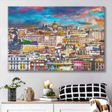 Cagliari Sardinia Italy Old Town Skyline City Art Watercolor Canvas Prints Wall Art Home Decor, Large Canvas