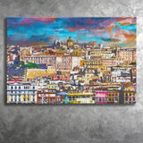 Cagliari Sardinia Italy Old Town Skyline City Art Watercolor Canvas Prints Wall Art Home Decor, Large Canvas