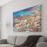 Cagliari Sardinia Italy Old Town Skyline City Art Watercolor Canvas Prints Wall Art Home Decor, Large Canvas