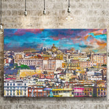 Cagliari Sardinia Italy Old Town Skyline City Art Watercolor Canvas Prints Wall Art Home Decor, Large Canvas