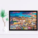 Cagliari Sardinia Italy Old Town Skyline City Art Watercolor Framed Art Prints Wall Art Decor,Framed Picture