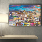 Cagliari Sardinia Italy Old Town Skyline City Art Watercolor Canvas Prints Wall Art Home Decor, Large Canvas