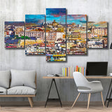 Cagliari Sardinia Italy Old Town Skyline 5 Pieces Mixed Canvas Prints Wall Art Home Decor