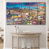 Cagliari Sardinia Italy Old Town Skyline 5 Pieces Extra Large Canvas Prints Wall Art Home Decor