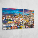 Cagliari Sardinia Italy Old Town Skyline 5 Pieces Extra Large Canvas Prints Wall Art Home Decor
