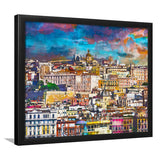 Cagliari Sardinia Italy Old Town Skyline City Art Watercolor Framed Art Prints Wall Art Decor,Framed Picture