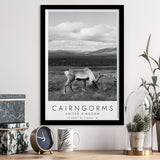 Cairngorms National Park Travel Art Black And White Decor Framed Art Prints Wall Art Decor, Framed Picture