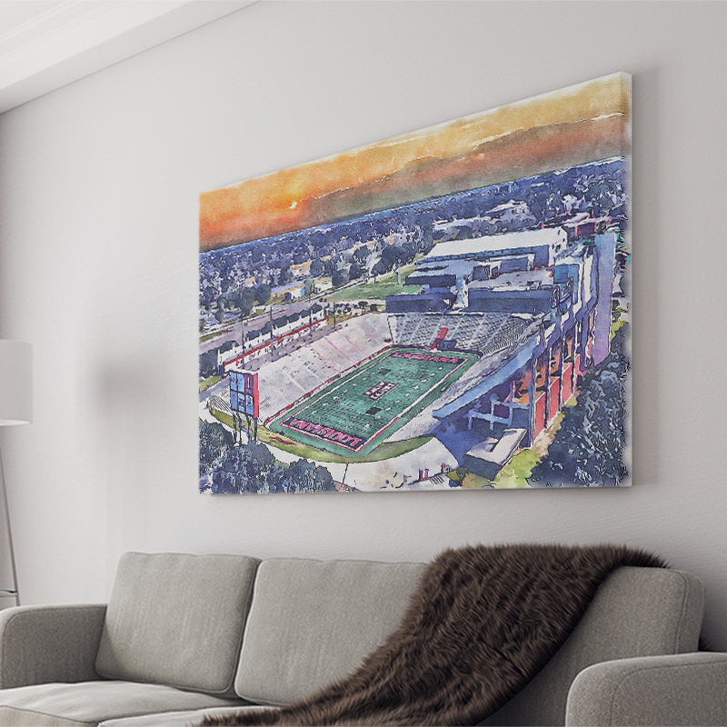 Cajun Field Louisiana Football Stadium Watercolor, Sport Art Prints Fan Gift, Canvas Prints Wall Art Decor