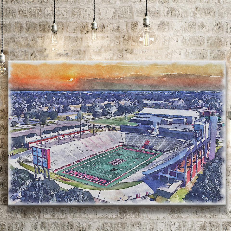 Cajun Field Louisiana Football Stadium Watercolor, Sport Art Prints Fan Gift, Canvas Prints Wall Art Decor