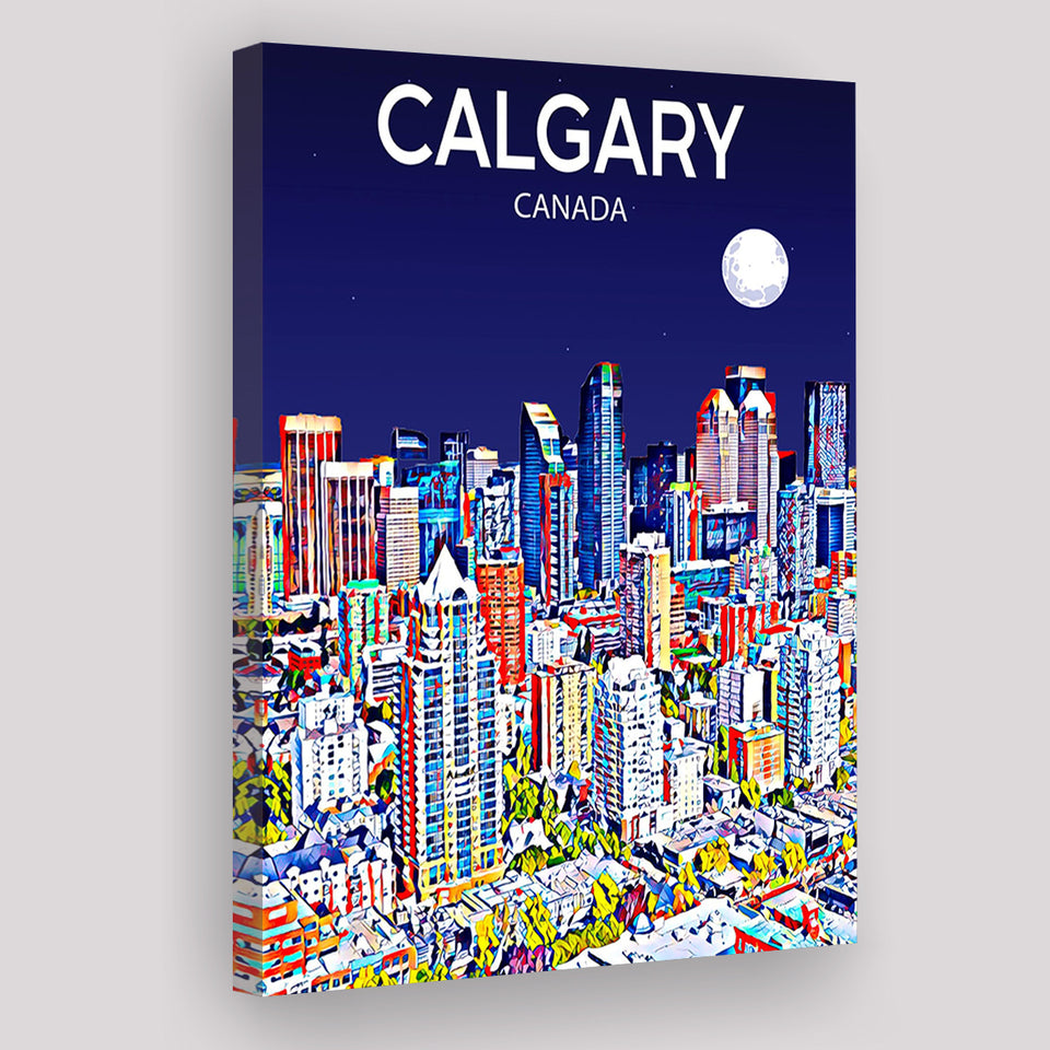 Calgary Canada Art Night Art Print ,City Art Print, Large Canvas, Canvas Print Wall Art Home Decor