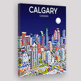 Calgary Canada Art Night Art Print ,City Art Print, Large Canvas, Canvas Print Wall Art Home Decor