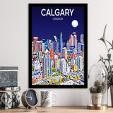 Calgary Canada Art Night Art Print, City Art Print, Framed Art Print Wall Art Home Decor, Framed Picture