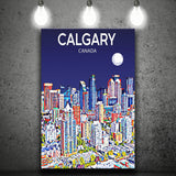 Calgary Canada Art Night Art Print ,City Art Print, Large Canvas, Canvas Print Wall Art Home Decor