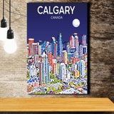 Calgary Canada Art Night Art Print ,City Art Print, Large Canvas, Canvas Print Wall Art Home Decor