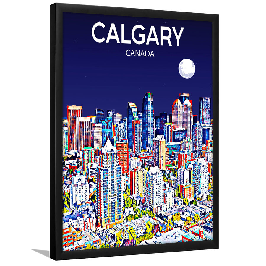 Calgary Canada Art Night Art Print, City Art Print, Framed Art Print Wall Art Home Decor, Framed Picture