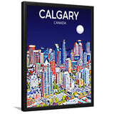 Calgary Canada Art Night Art Print, City Art Print, Framed Art Print Wall Art Home Decor, Framed Picture