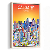 Calgary Canada Art Sunset Art Print, Large Canvas, Framed Canvas Print Wall Art Home Decor, Floating Frame