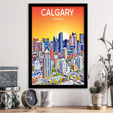 Calgary Canada Art Sunset Art Print, City Art Print, Framed Art Print Wall Art Home Decor, Framed Picture