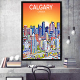 Calgary Canada Art Sunset Art Print, City Art Print, Framed Art Print Wall Art Home Decor, Framed Picture