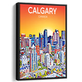 Calgary Canada Art Sunset Art Print, Large Canvas, Framed Canvas Print Wall Art Home Decor, Floating Frame