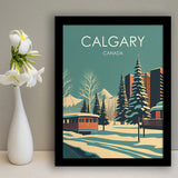 Calgary Canada Retro Art Print, City Art Print, Framed Art Print Wall Art Home Decor, Framed Picture
