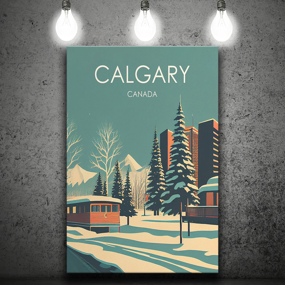 Calgary Canada Retro Art Print ,City Art Print, Large Canvas, Canvas Print Wall Art Home Decor
