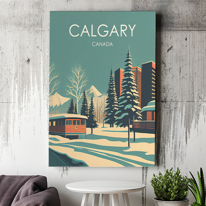 Calgary Canada Retro Art Print ,City Art Print, Large Canvas, Canvas Print Wall Art Home Decor