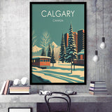Calgary Canada Retro Art Print, City Art Print, Framed Art Print Wall Art Home Decor, Framed Picture