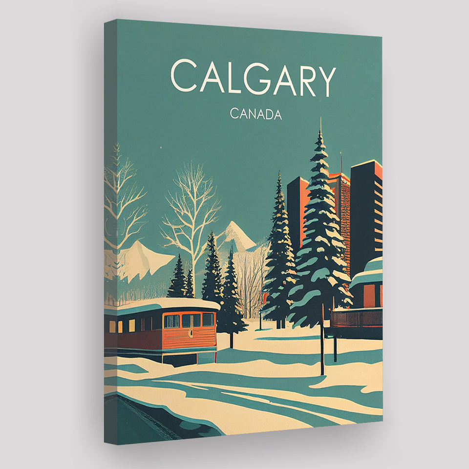 Calgary Canada Retro Art Print ,City Art Print, Large Canvas, Canvas Print Wall Art Home Decor