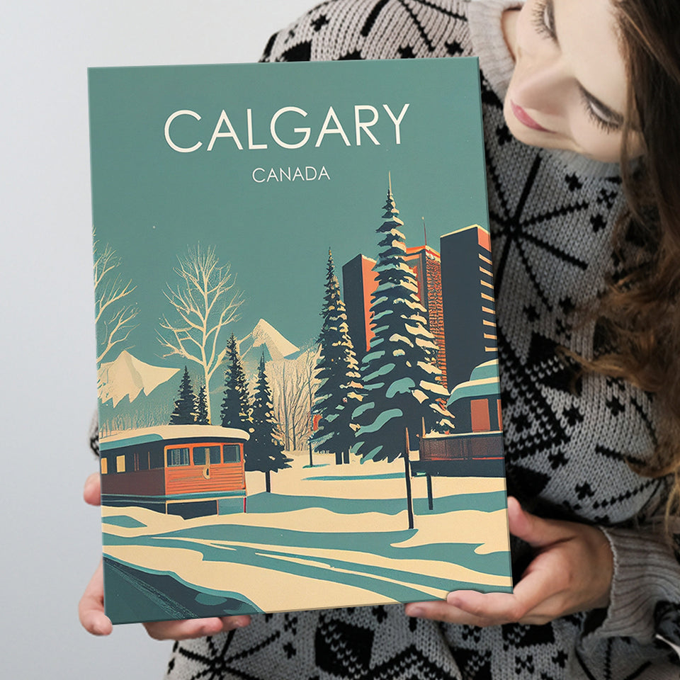 Calgary Canada Retro Art Print ,City Art Print, Large Canvas, Canvas Print Wall Art Home Decor