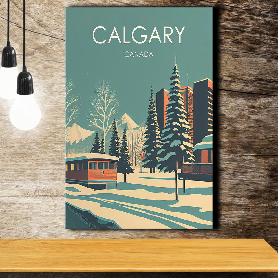 Calgary Canada Retro Art Print ,City Art Print, Large Canvas, Canvas Print Wall Art Home Decor