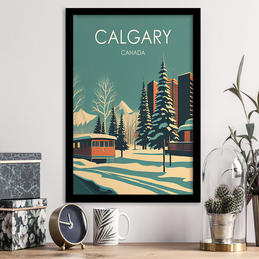 Calgary Canada Retro Art Print, City Art Print, Framed Art Print Wall Art Home Decor, Framed Picture