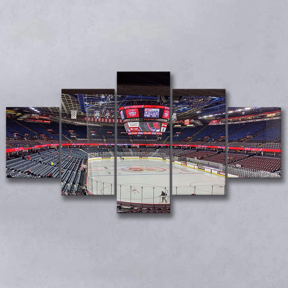 Calgary Flames Stadium Canvas Prints Scotiabank Saddledome Wall Art Hockey,Multi Panels,Sport Stadium Art Prints, Fan Gift