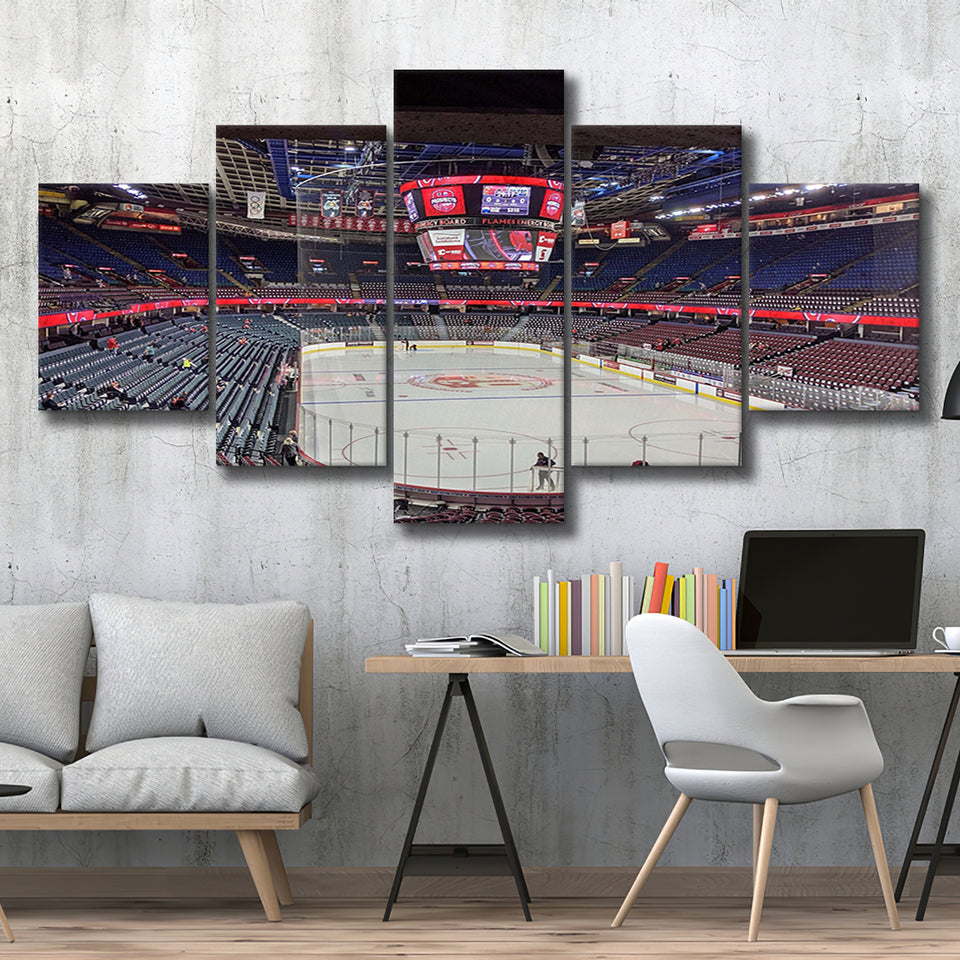 Calgary Flames Stadium Canvas Prints Scotiabank Saddledome Wall Art Hockey,Multi Panels,Sport Stadium Art Prints, Fan Gift