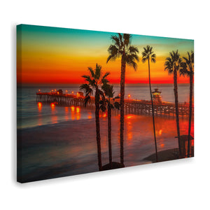 California Palms Beach Sunset Canvas Wall Art - Canvas Prints, Prints For Sale, Painting Canvas,Canvas On Sale