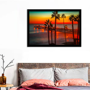 California Palms Beach Sunset Framed Art Prints - Framed Prints, Prints For Sale, Painting Prints,Wall Art Decor
