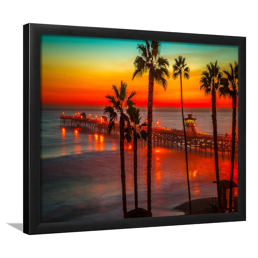 California Palms Beach Sunset Framed Art Prints - Framed Prints, Prints For Sale, Painting Prints,Wall Art Decor